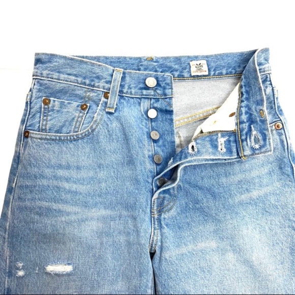 Levi’s 501s High Rise Selvage White OAK Skinny Jeans Button Fly light Washed - Picture 7 of 12